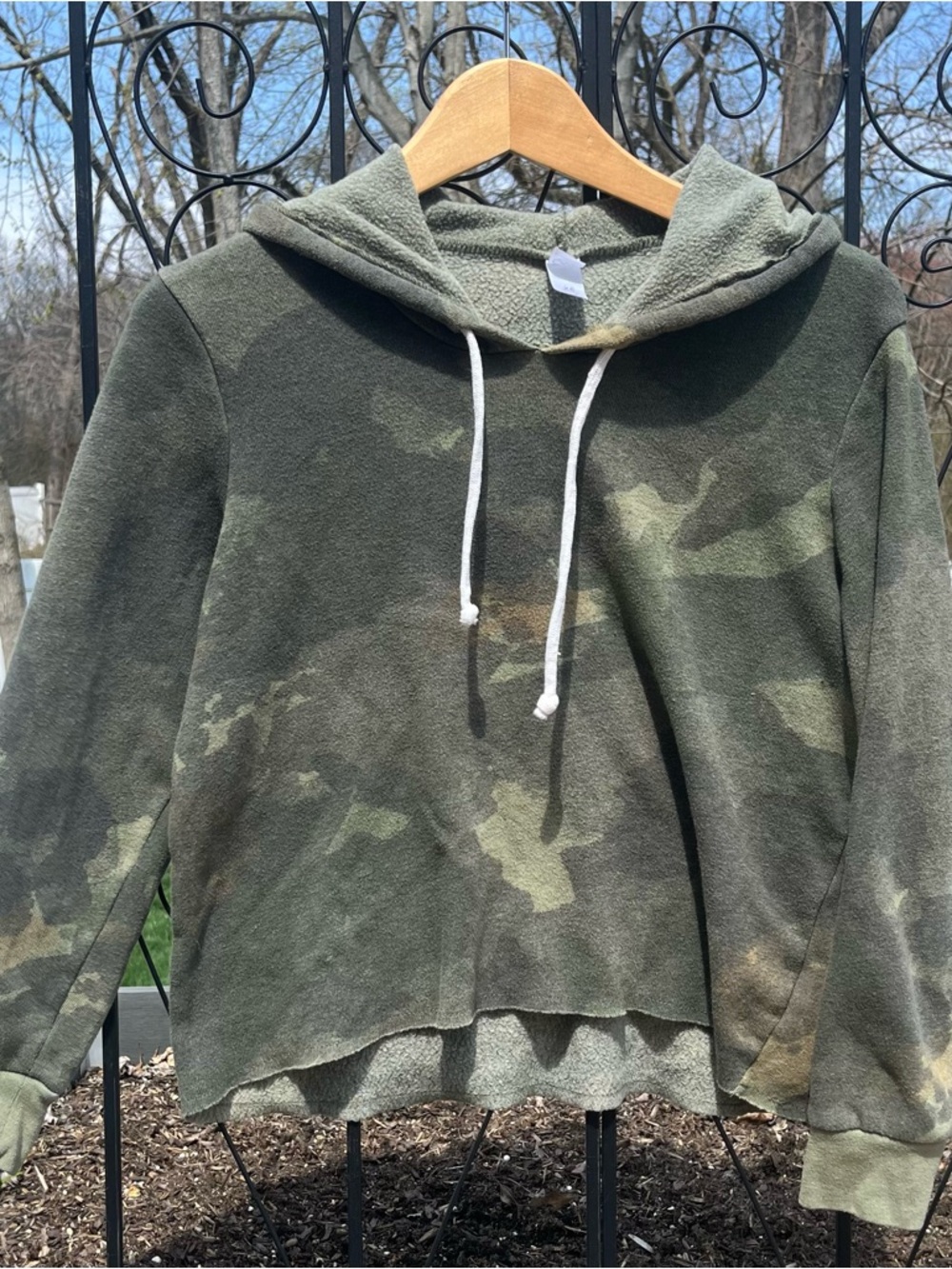 Alternative Apparel Women’s Cropped Camo Cotton Blend Hoodie Sweatshirt Size XS